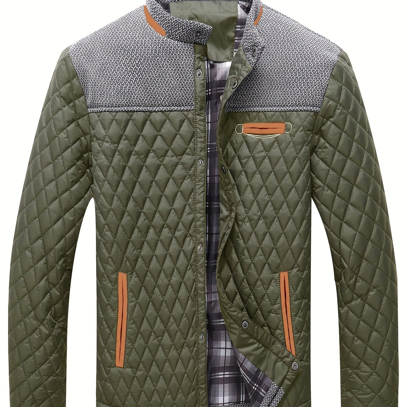 Warm & Lightweight Men's Quilted Winter Jacket - Casual Stand Collar Coat for Everyday Wear