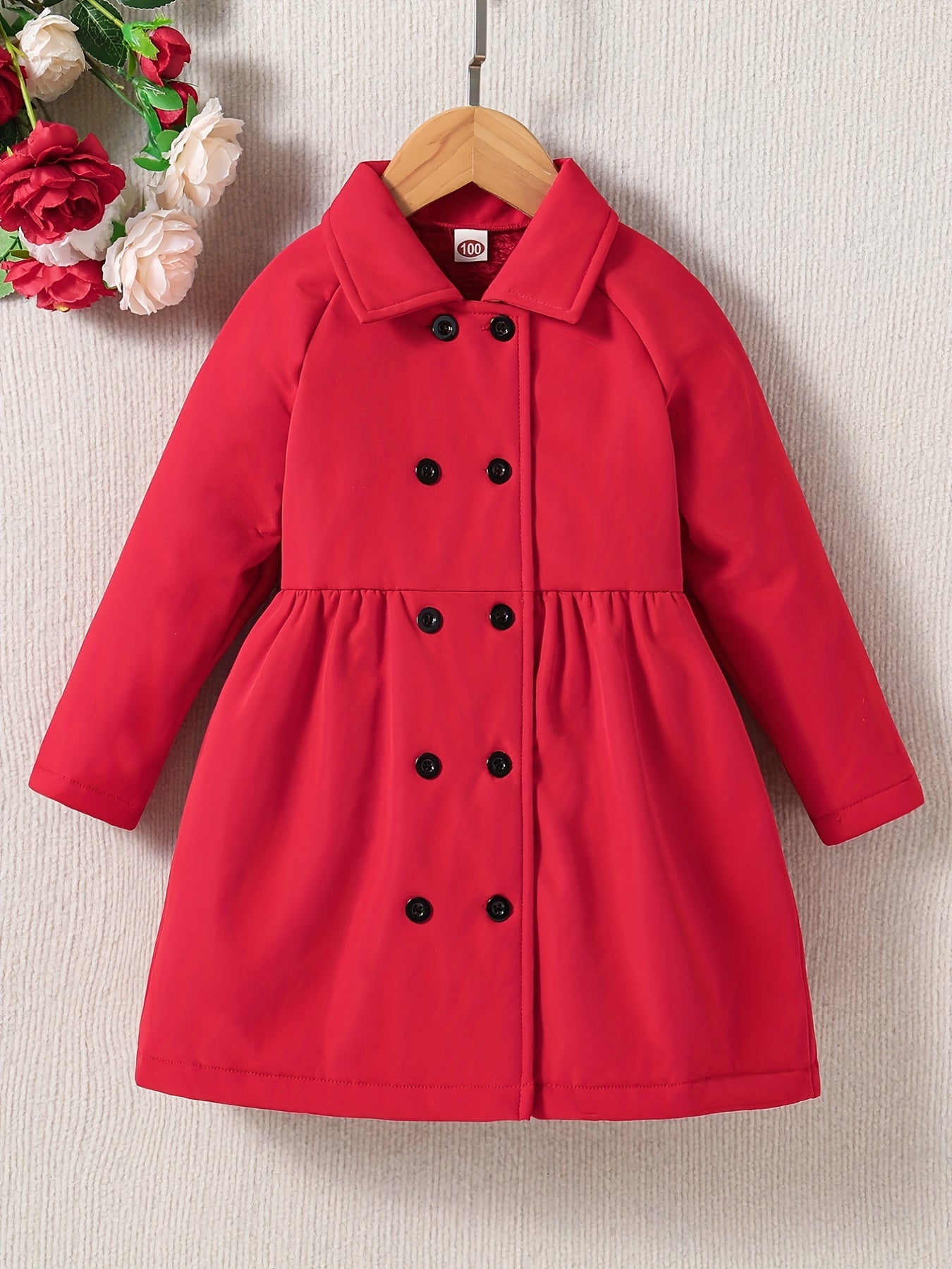 Cozy Plush Fleece Toddler Girls Winter Jacket with Button Collar for Warm and Stylish Daily Wear