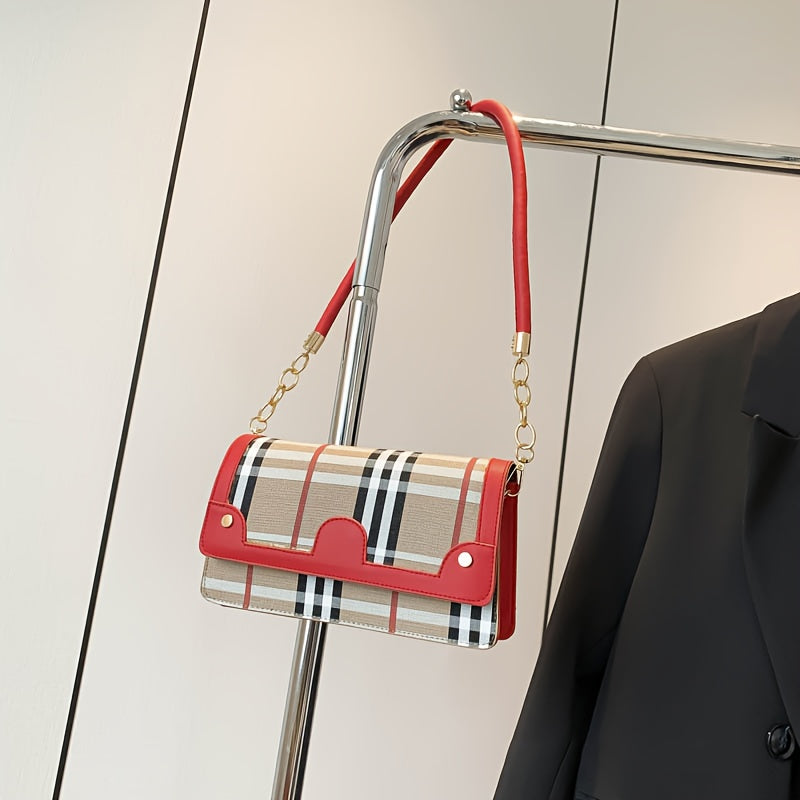Chic Striped Crossbody Bag For Women - Waterproof Pu Leather With Detachable Strap, Magnetic Closure Crossbody Bags For Women Leather Handbags For Women