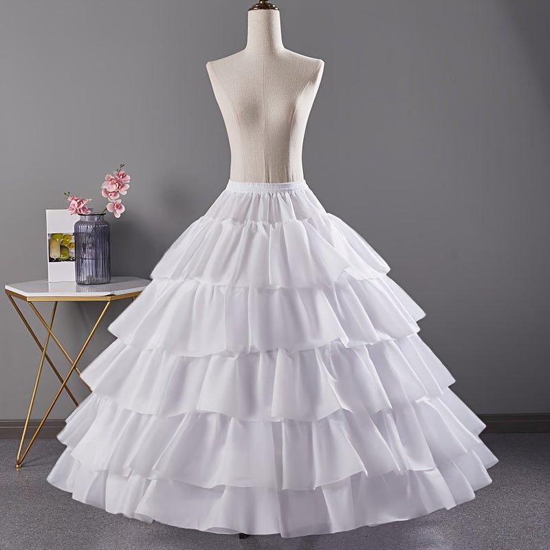 Elegant 6-Hoop Wedding Dress Petticoat - No Tulle, Hand Washable, Polyester Fiber, Perfect for Bridal Gowns & Formal Attire