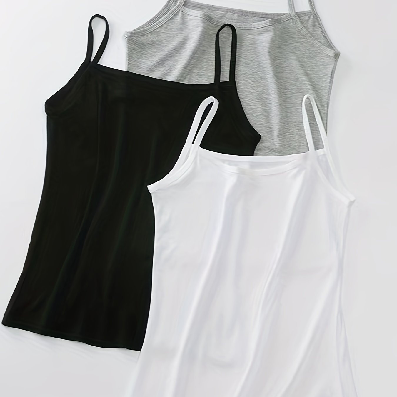 3 Sets Solid Cami Tops, Casual Comfy All-match Top, Women's Lingerie & Underwear