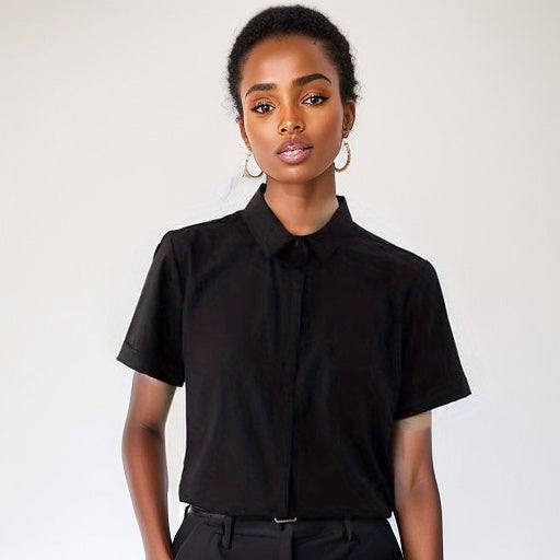 Women's Basic Slim Fit Polo Shirts, Solid Color Casual Short Sleeve Tops