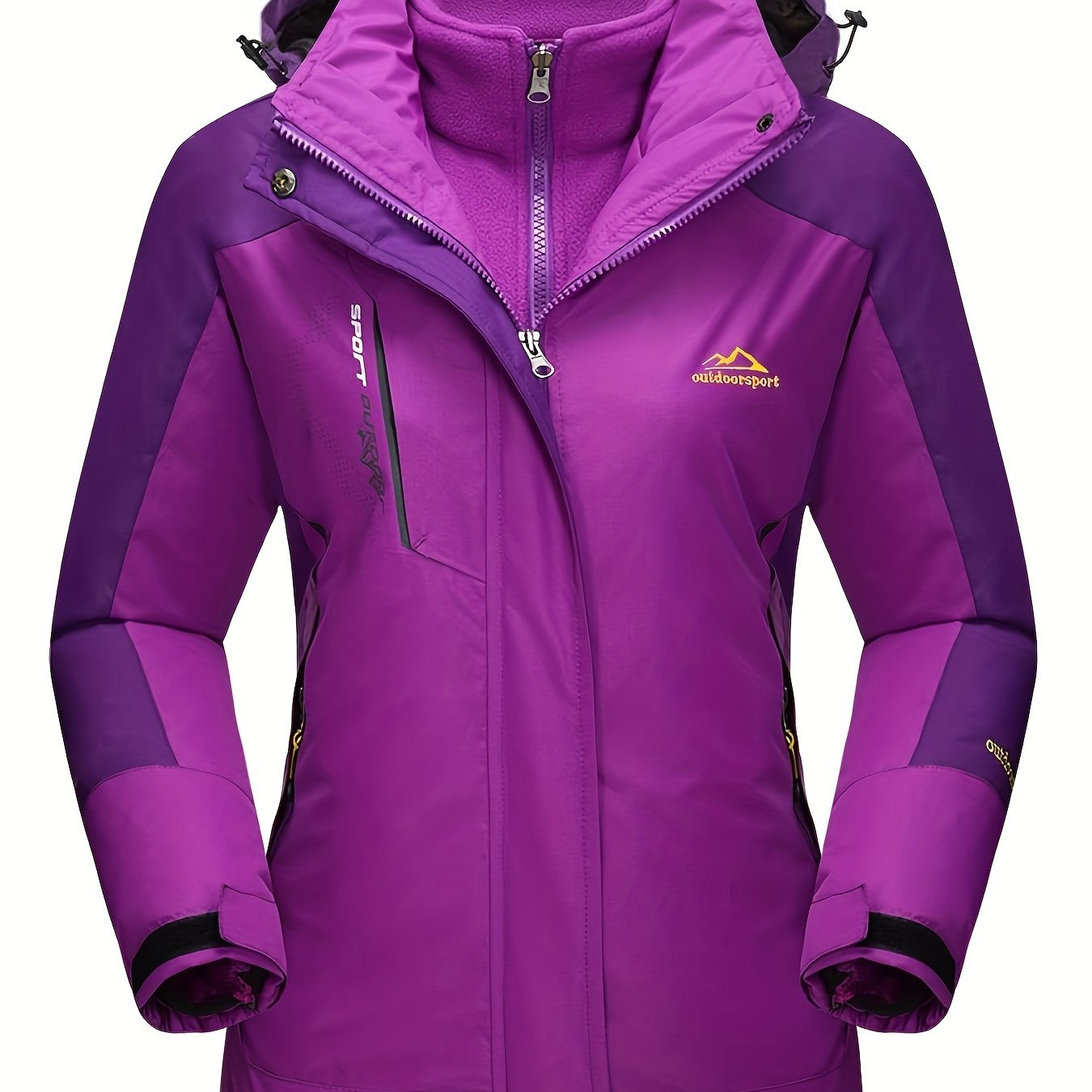 Women's 3-in-1 Winter Coats Snow Ski Jacket Water Resistant Fleece Lined Winter Jacket Parka Windproof Hiking Hooded Coat Multi-pocket Winter Camping Parka Wear Resistant Snowboarding Warm Fleece Jacket