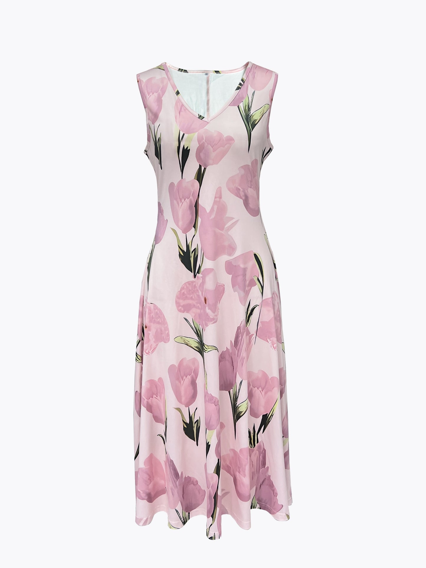 Plus Size Floral Print Two-piece Dress Set, V Neck Sleeveless Dress & Half Sleeve Open Front Top Outfits, Women's Plus Size Clothing
