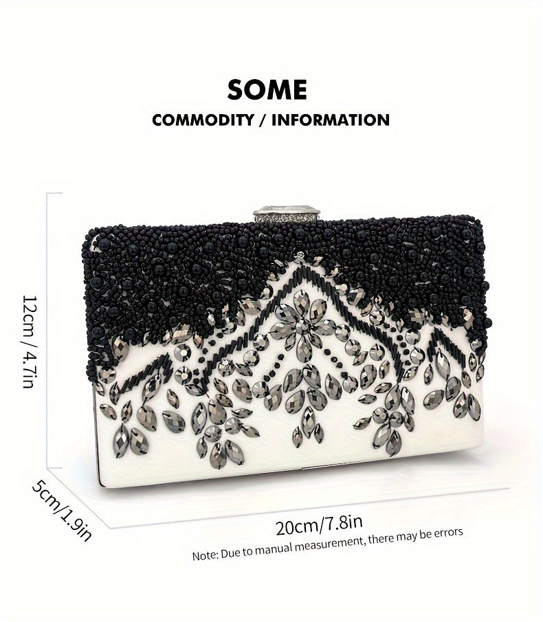 Beaded Rhinestone Evening Bag Vintage And Elegant Box Clutch Purse Women's Wedding Handbags For Party Prom