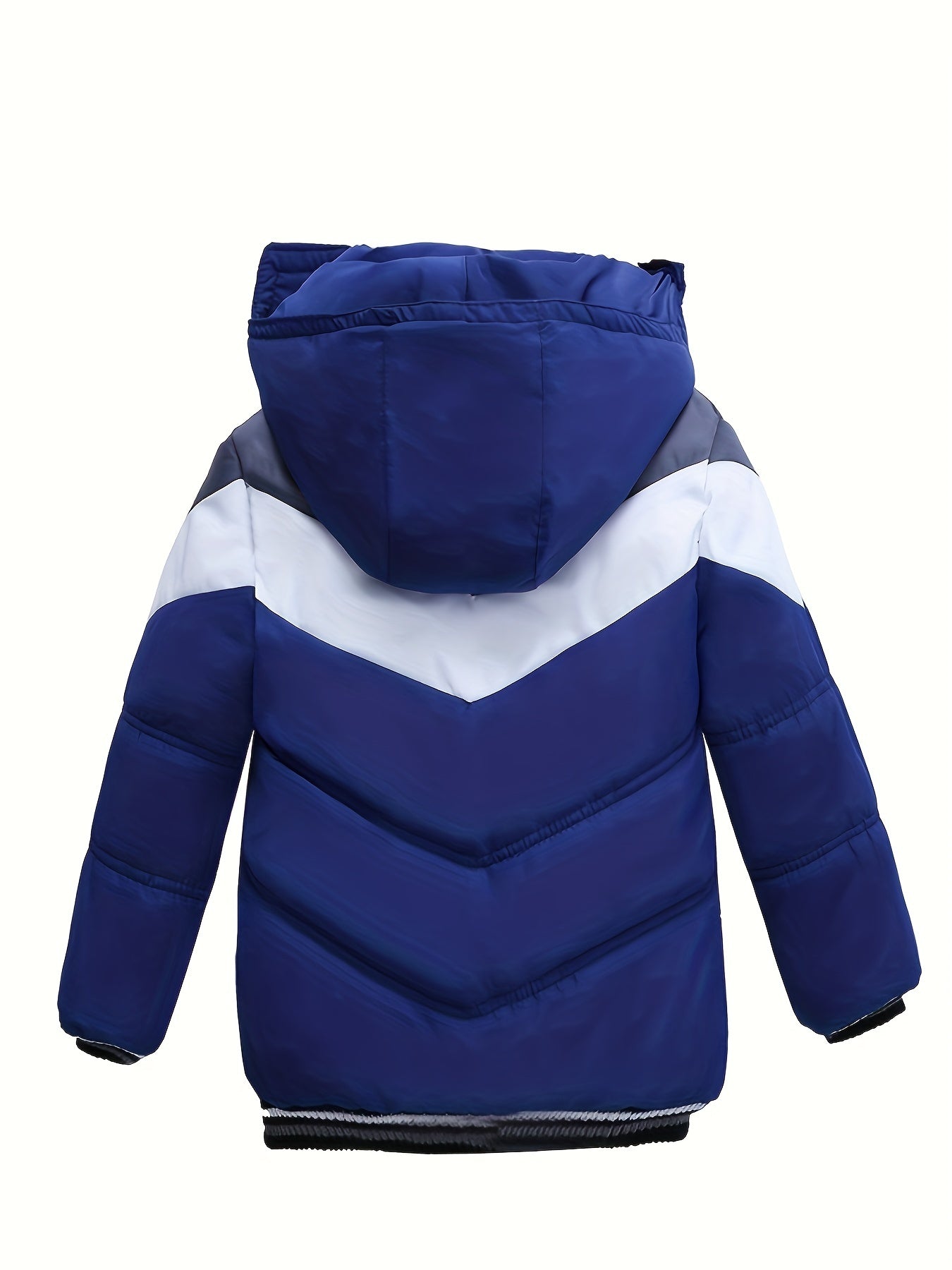 Stylish Blue & White Winter Jacket with "BR" Logo - Warm, Casual, Long-Sleeve Hooded Coat for Fall and Winter, Polyester Filled, Casual Winter Wear | Stylish Winter Jacket | Zippered Jacket