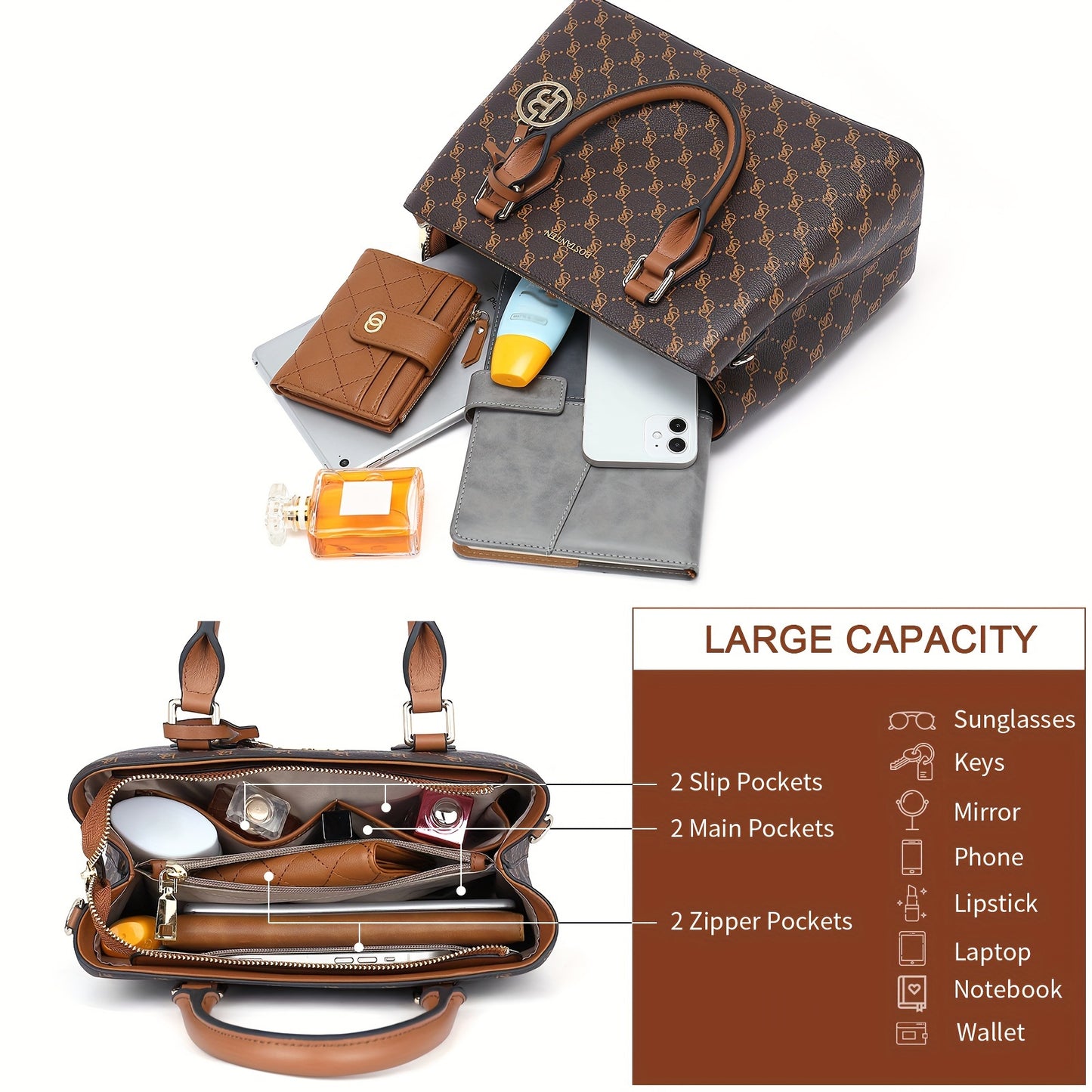 Women Leather Handbags Top Handle Satchel Purses Medium