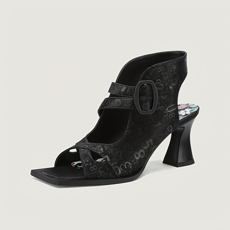 NICAISE 2024 new chunky high-heeled sandals Roman women's shoes hollow belt buckle British style sexy high heels