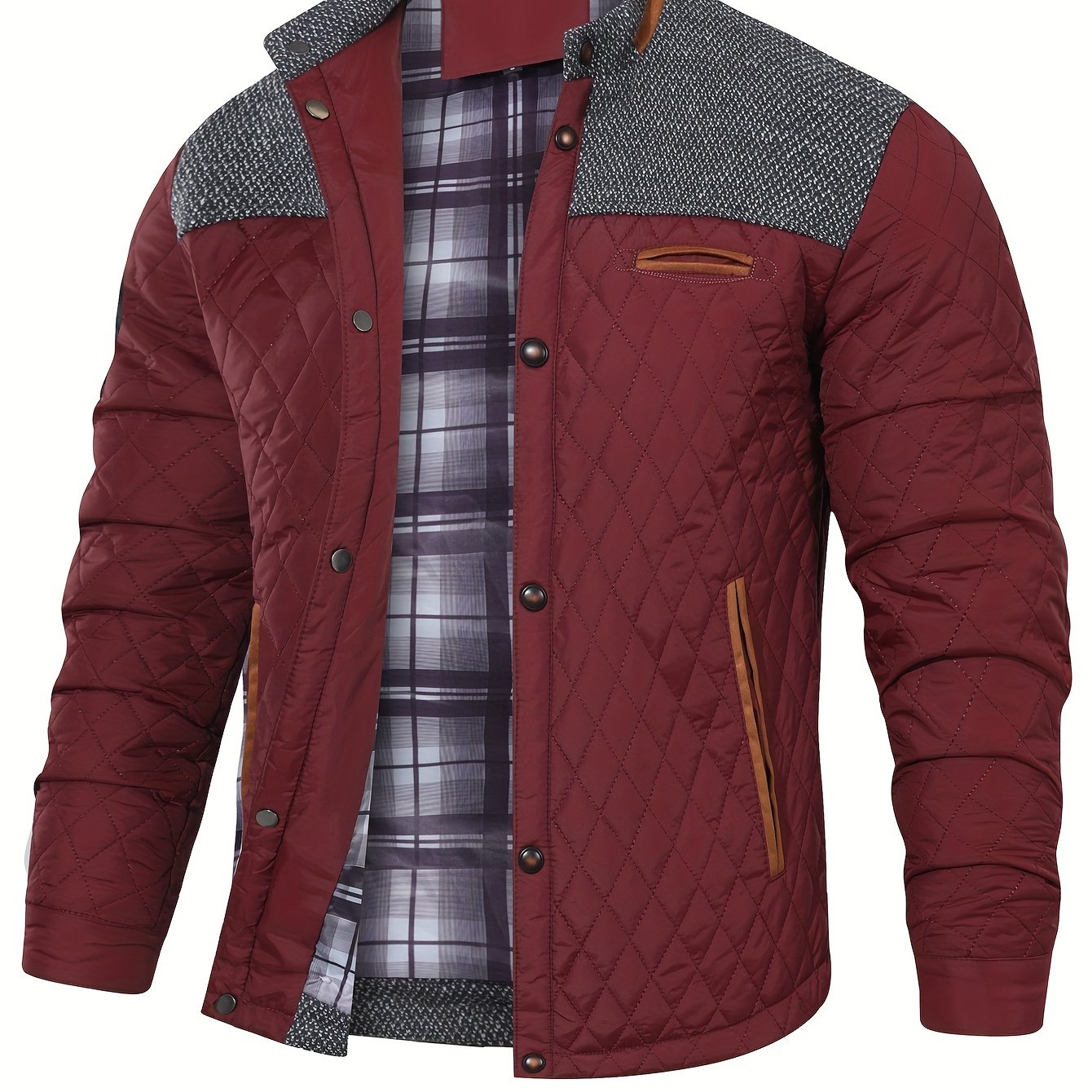 Warm & Lightweight Men's Quilted Winter Jacket - Casual Stand Collar Coat for Everyday Wear