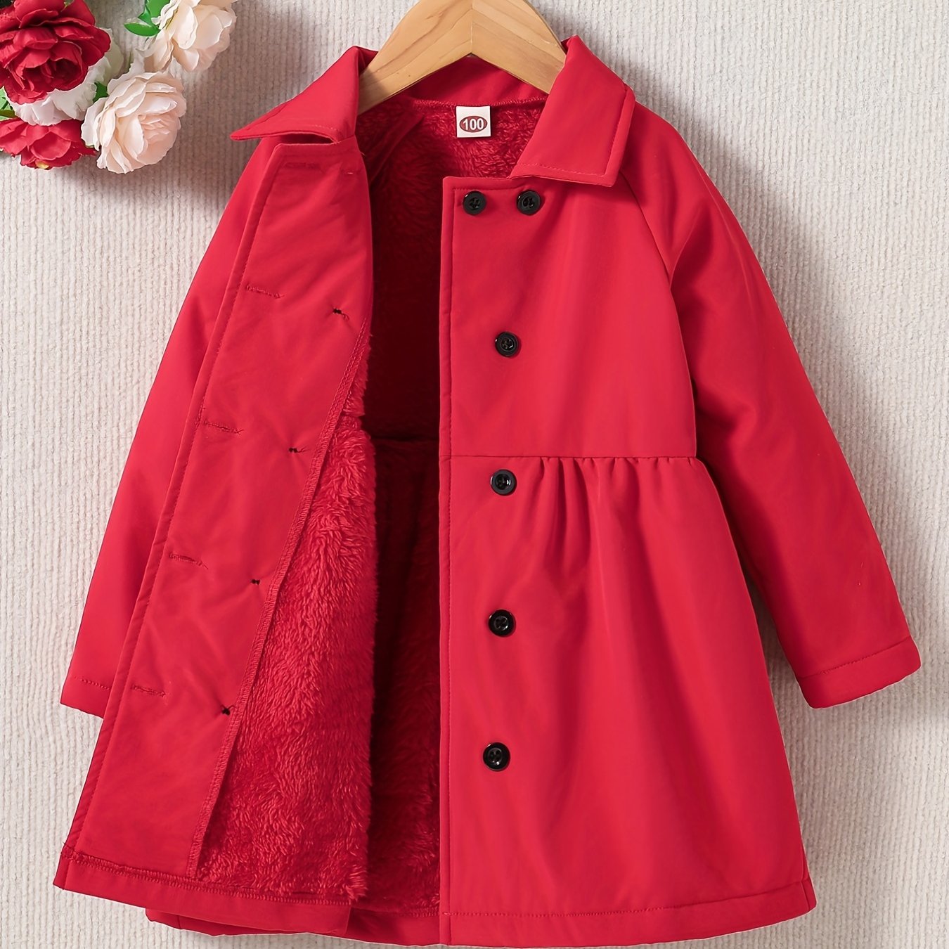 Cozy Plush Fleece Toddler Girls Winter Jacket with Button Collar for Warm and Stylish Daily Wear