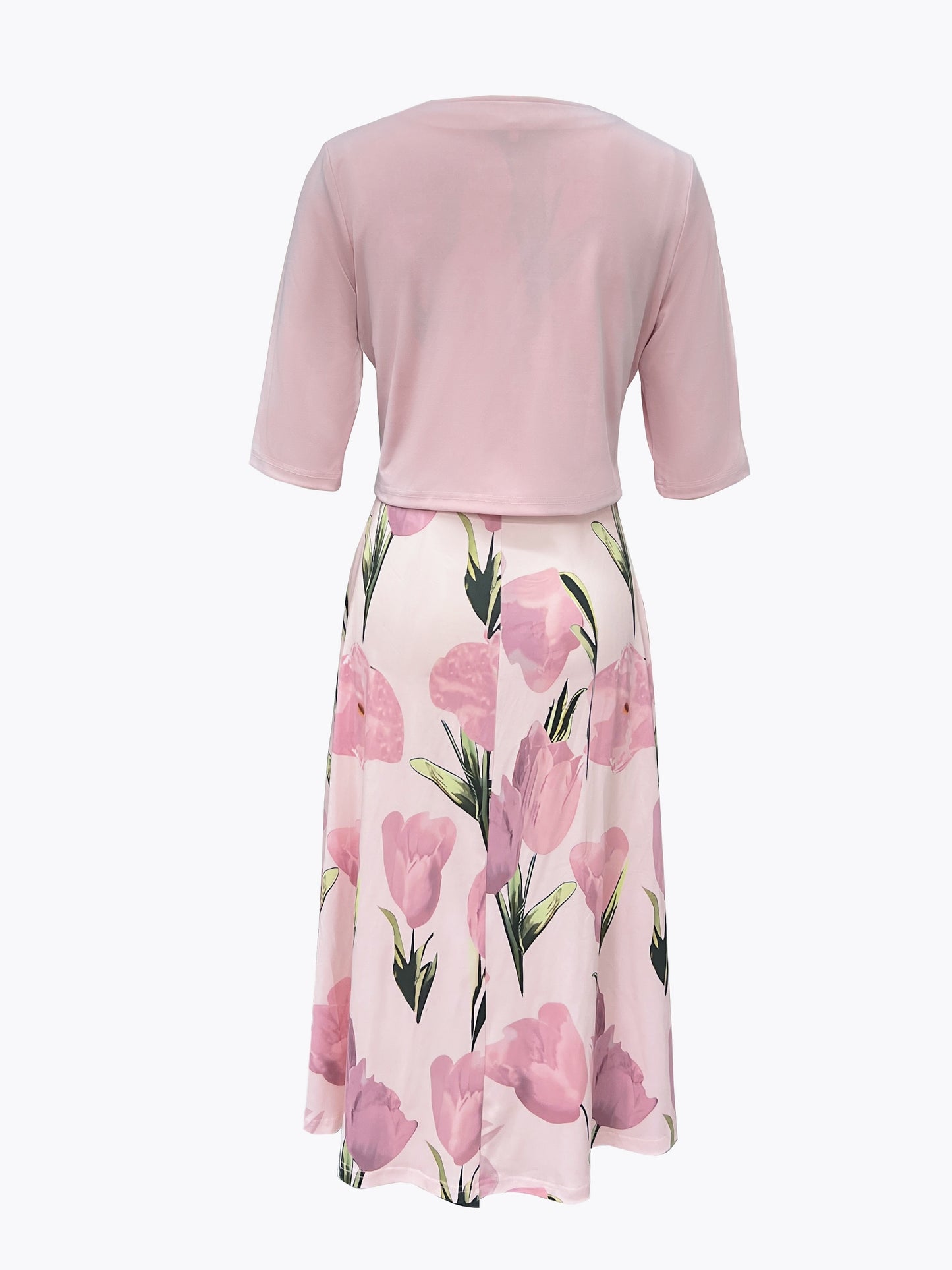 Plus Size Floral Print Two-piece Dress Set, V Neck Sleeveless Dress & Half Sleeve Open Front Top Outfits, Women's Plus Size Clothing
