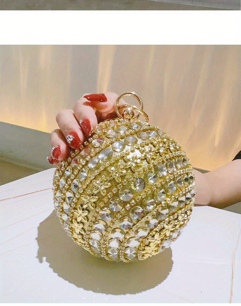 Exquisite Rhinestone Ball Shaped Clutch - Evening Bags for Women, Elegant Round Handbags with Circle Design, Perfect for Party, Prom, Wedding and Formal Occasions - Sparkling, Glamorous, and Eye-Catching Accessory