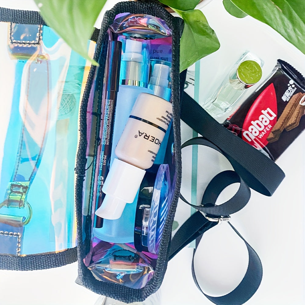 Holographic Clear Tote Bag Waterproof PVC Handbags for Work, Shopping, Beach, Stadium, Travel, Swim Venue or Concert