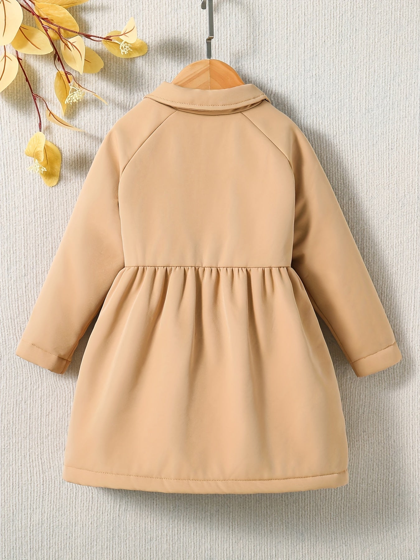 Cozy Plush Fleece Toddler Girls Winter Jacket with Button Collar for Warm and Stylish Daily Wear