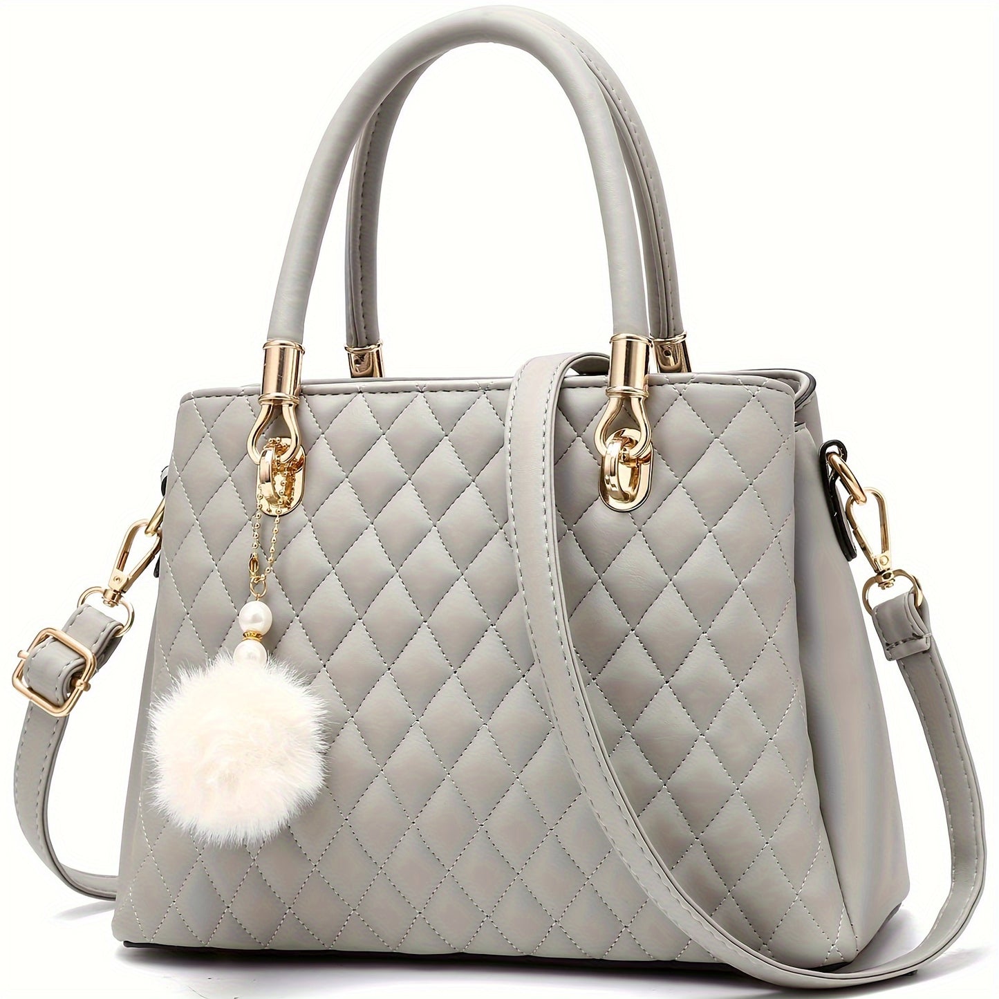 I IHAYNER Womens Leather Handbags Purses Top-handle Totes Satchel Shoulder Bag for Ladies with Pompon