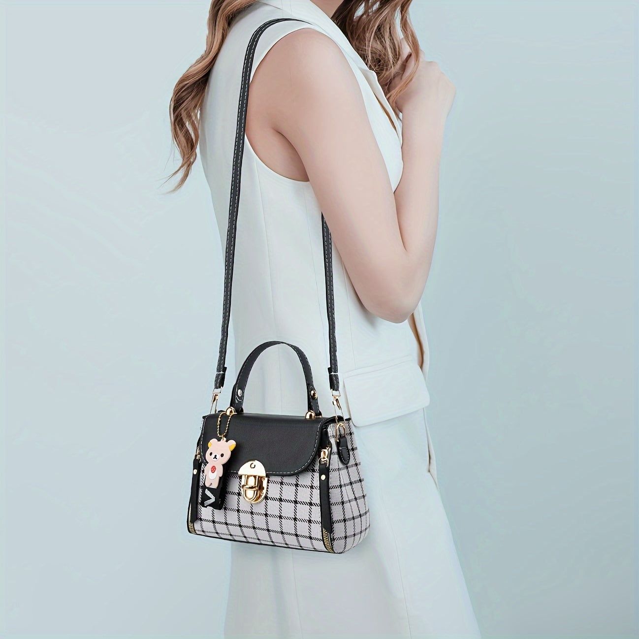 Lightweight Small Purses, Fashion Crossbody Bag, Plaid Pattern Satchel Handbags For Women