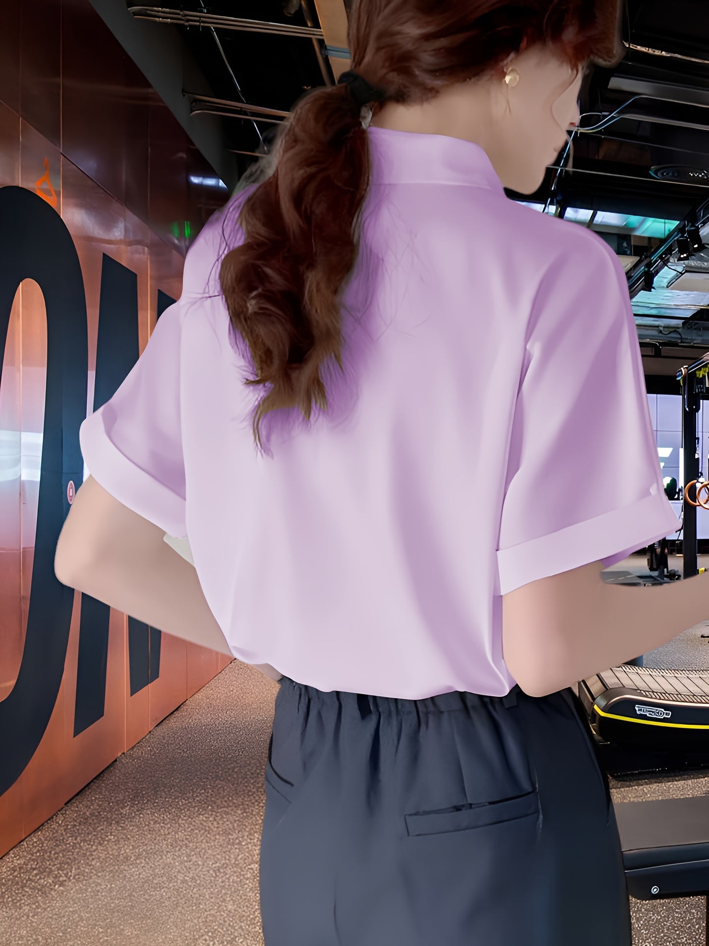 Women's Basic Slim Fit Polo Shirts, Solid Color Casual Short Sleeve Tops