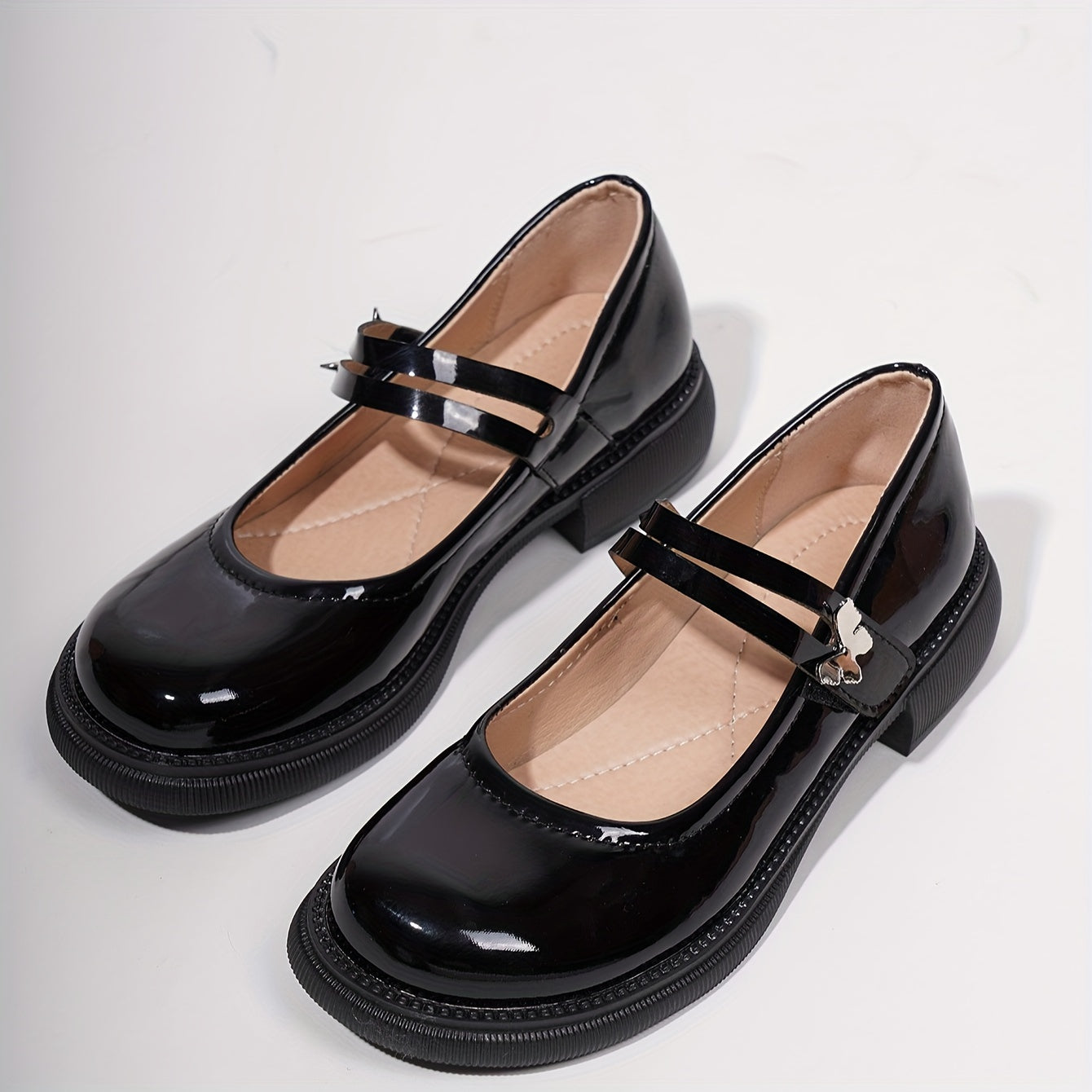 Elegant Black Mary Jane - Chic Comfort Women's Shoes with Golden Buckle, Round Toe, and Comfortable Rubber Sole - Versatile All-Season PU Cover Flats, Ladies Shoes