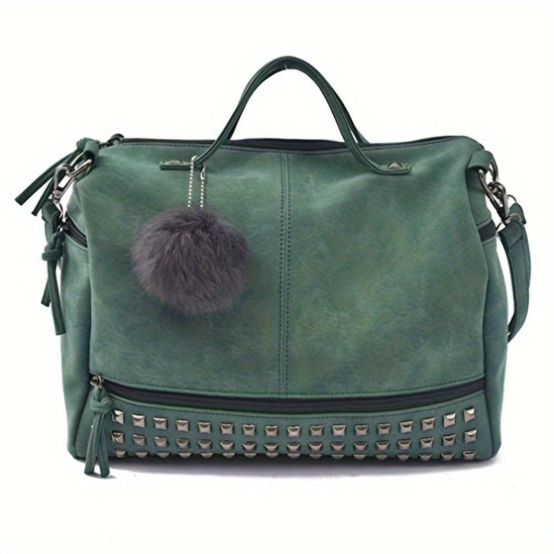 Womens Studded Tote Handbags Top Punk Casual Shoulder Bags Hobo Rocker Satchel Purse