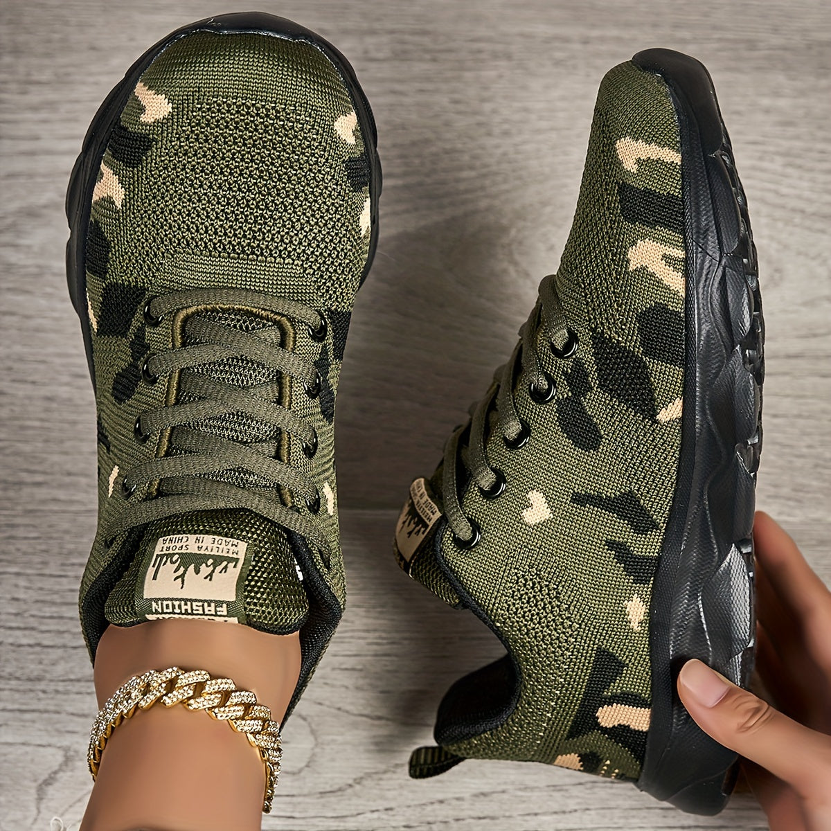 Camouflage Sneakers For Women With Breathable Mesh, Soft Soles, Lightweight And Casual Women's Shoes