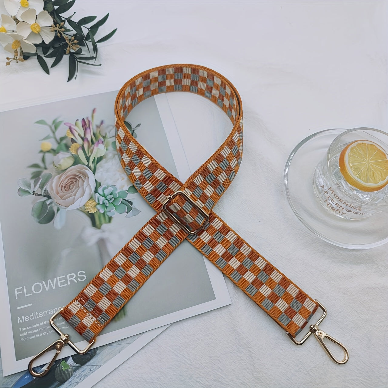 Stylish Checkered Shoulder Bag Strap - Adjustable Buckle, 3.8cm Wide, Durable, Easy to Use, Versatile Accessory for Women's Handbags