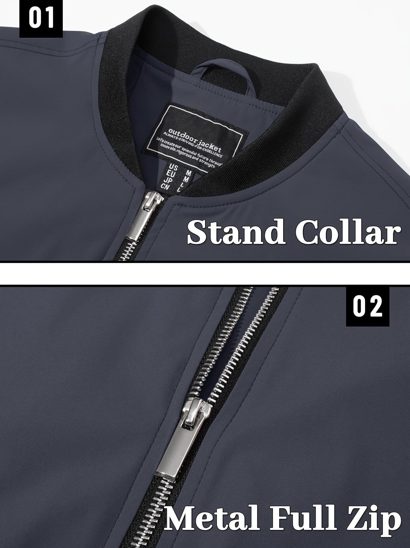 Men's Casual Winter Jacket Polyester Fabric Windproof Water-resistant Classic Style Lightweight Fashion Multi-pocket Design Ribbed Cuffs And Hem Design Comfortable Full-zipper Placket Baseball Jacket Pilot Jacket