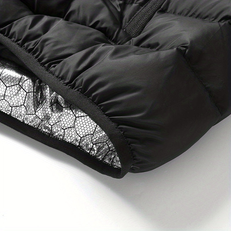 Men's Lightweight Heated Jacket - USB-Powered, Quilted Winter Coat with Adjustable Temperature Control, Zip-Up Hooded Design, Long Sleeves, Outdoor Warmth (Battery Not Included), Winter Jacket