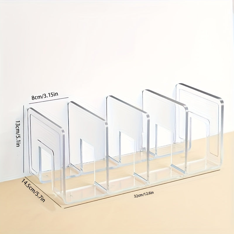 4-Tier Clear Acrylic Organizer for Purses, Handbags & Books - Multi-Purpose Desktop Storage Rack with 4 Sections for Neat Organization, Utility Racks