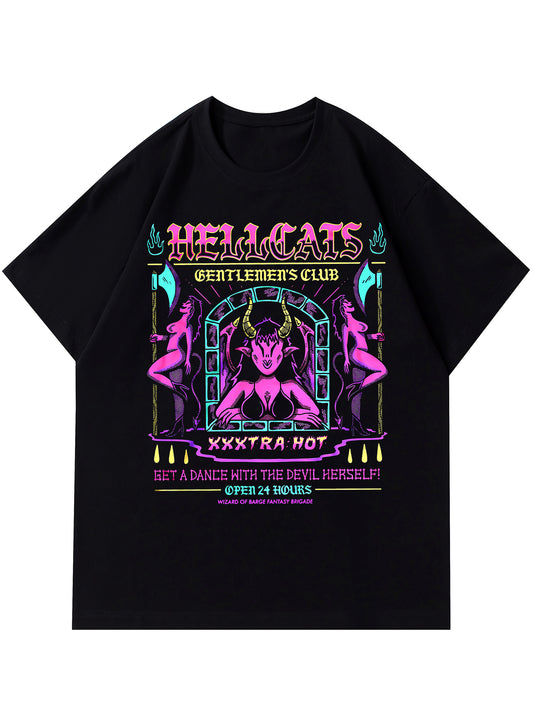 Tees For Men, Retro Vintage 'Demons' Print T Shirt, Casual Short Sleeve Tshirt For Summer Spring Fall, Tops As Gifts