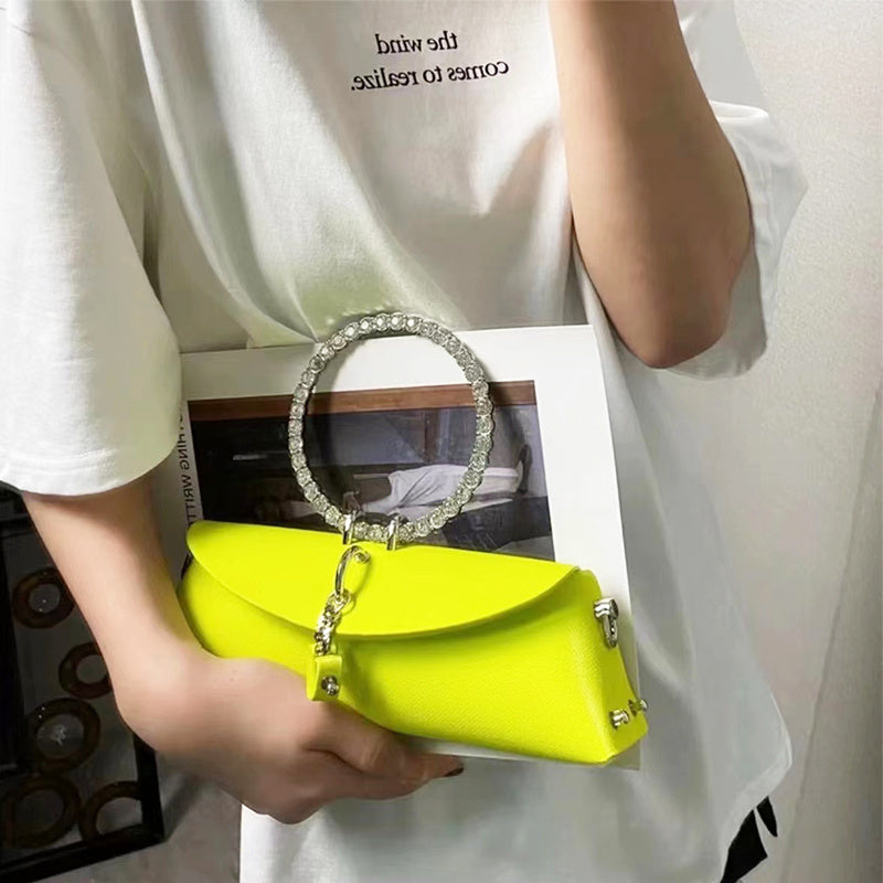 JIOMAY Women's Luxury Designer Clutch Handbag with Detachable Chain Strap & Closure - Synthetic Leather Rhinestone-Adorned White/Black/Green Evening Bag, Golden-Tone Hardware, Elegant Large Statement Purse for Parties, Weddin