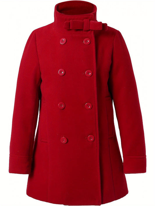 Richie House Girls' Stylish Wool Double Breasted Trench Coat - Winter Jacket for Girls Size 1-10 Years - Rh2517 - Classic Design, Warm, and Water-Resistant