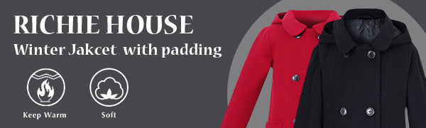 Richie House Girls' Stylish Wool Double Breasted Trench Coat - Winter Jacket for Girls Size 1-10 Years - Rh2517 - Classic Design, Warm, and Water-Resistant