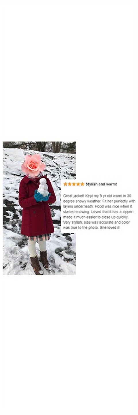 Richie House Girls' Stylish Wool Double Breasted Trench Coat - Winter Jacket for Girls Size 1-10 Years - Rh2517 - Classic Design, Warm, and Water-Resistant