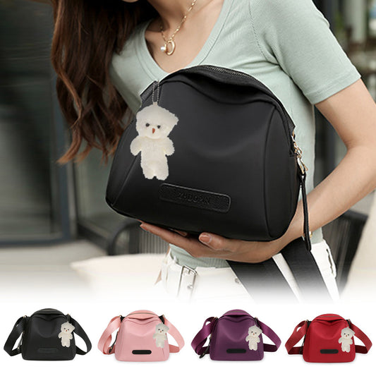 2pcs/1set Trendy Women's Nylon Crossbody Bag with Kawaii Pendant - Large Capacity Handbags Purse Female Casual Shoulder Pillow Bags for Women Travel Vacation