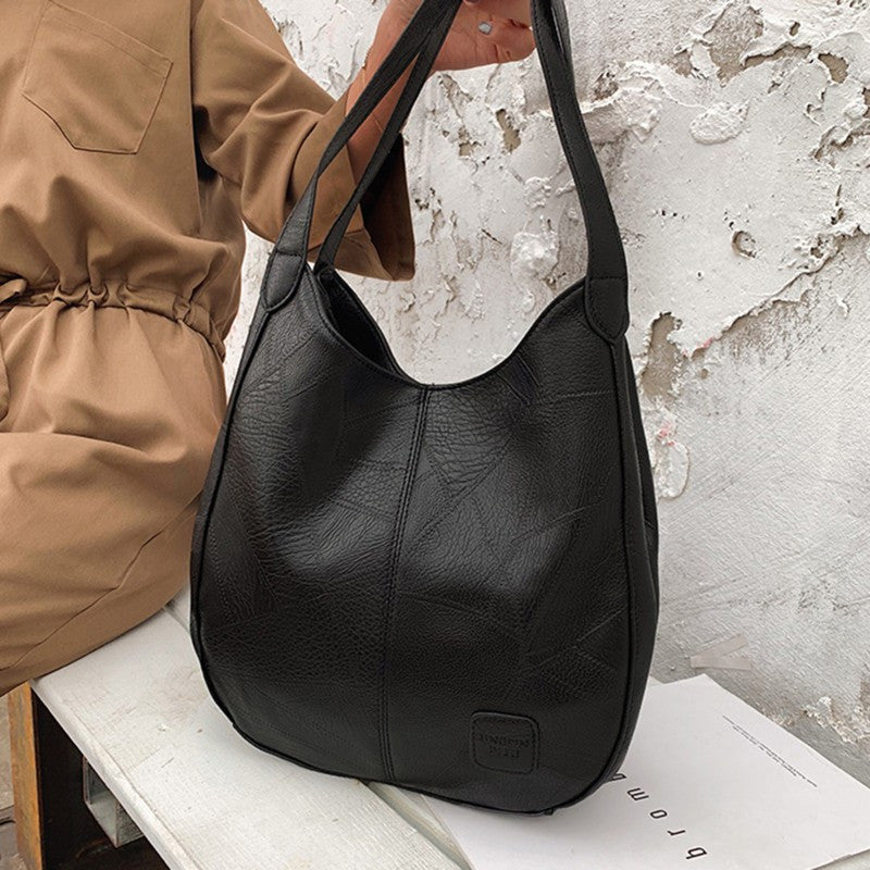 1pc Women Casual Tote Bags Satchel Handbags Retro Large Capacity PU Leather Shoulder Bag for Casual School and Work Use