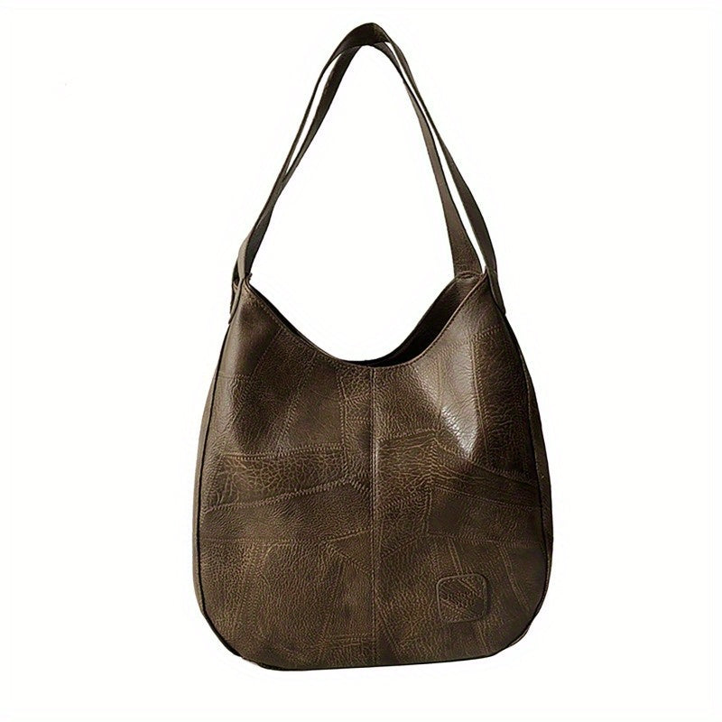 1pc Women Casual Tote Bags Satchel Handbags Retro Large Capacity PU Leather Shoulder Bag for Casual School and Work Use