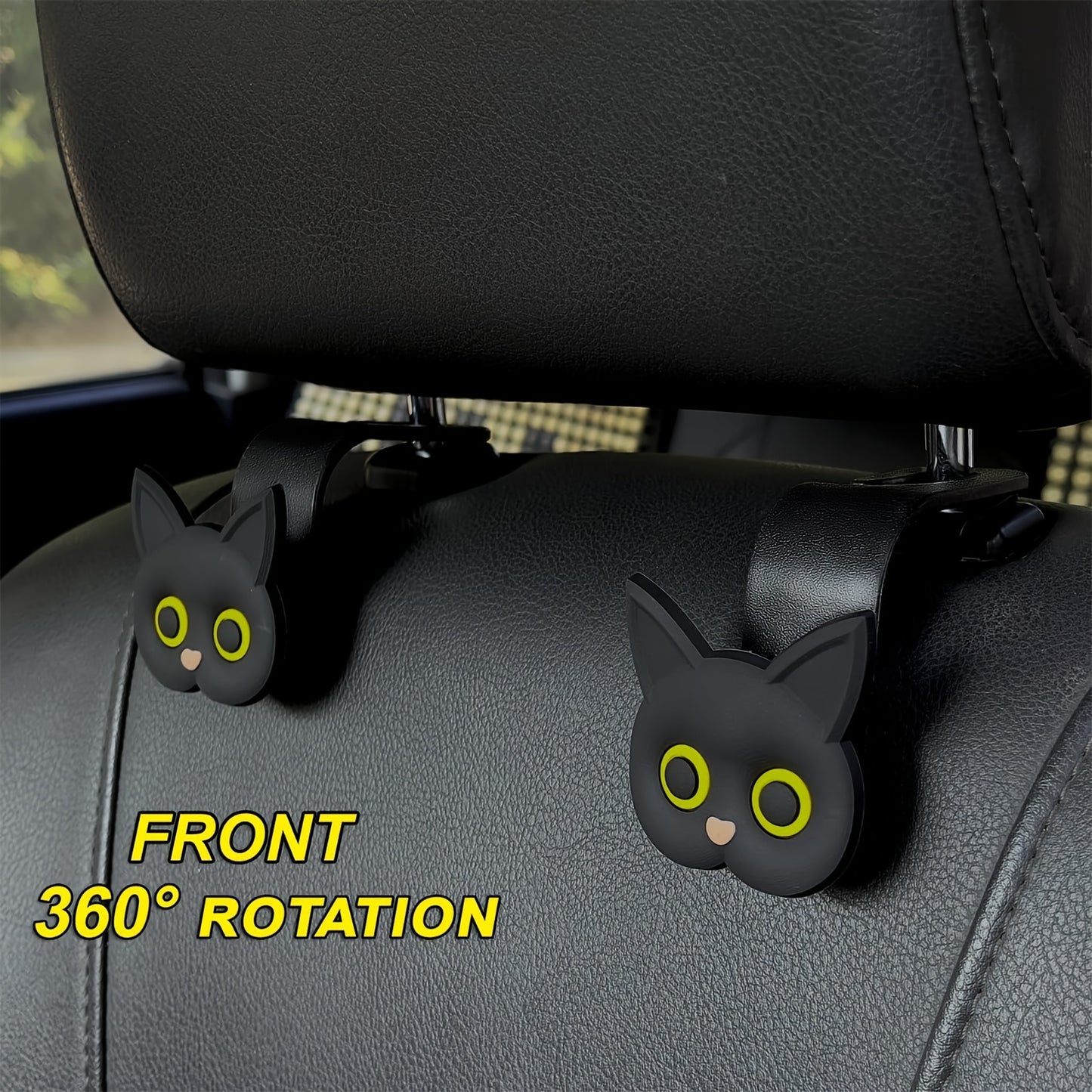 Cute 3D Cartoon Cat Car Headrest Hook - Vehicle Organizer for Handbags, Purses & Coats