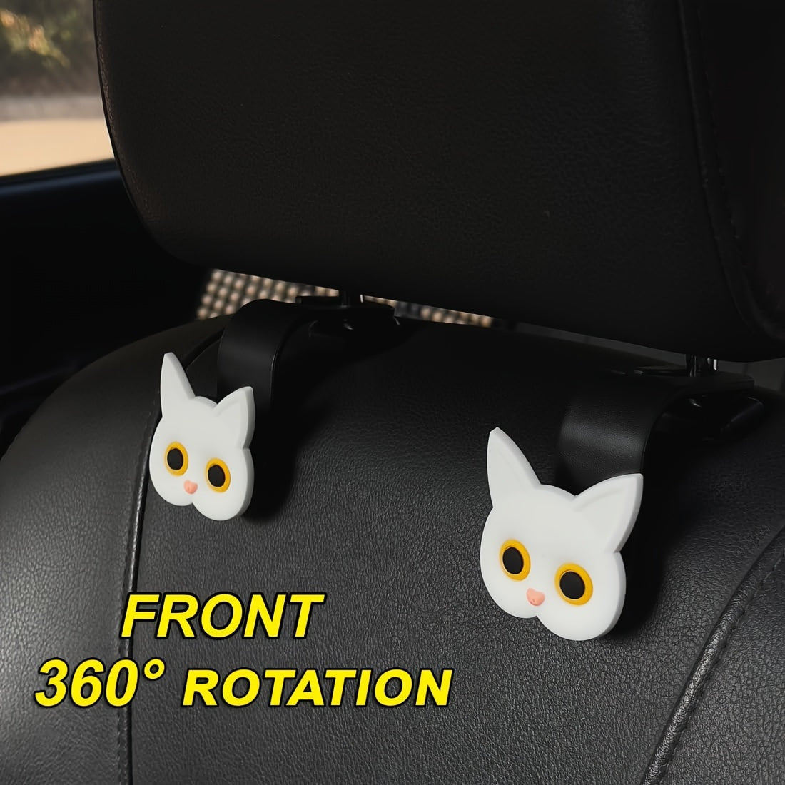 Cute 3D Cartoon Cat Car Headrest Hook - Vehicle Organizer for Handbags, Purses & Coats
