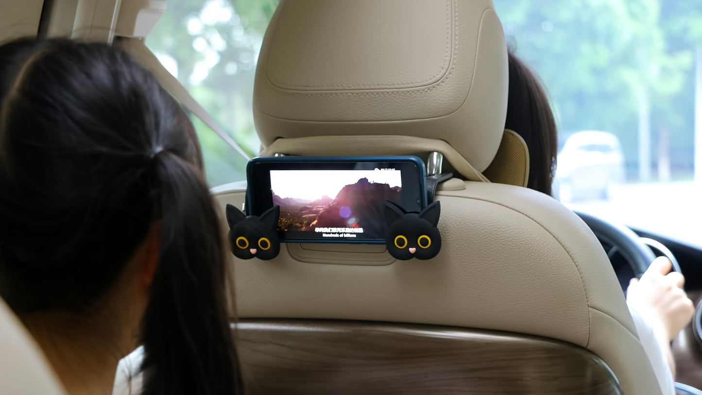 Cute 3D Cartoon Cat Car Headrest Hook - Vehicle Organizer for Handbags, Purses & Coats