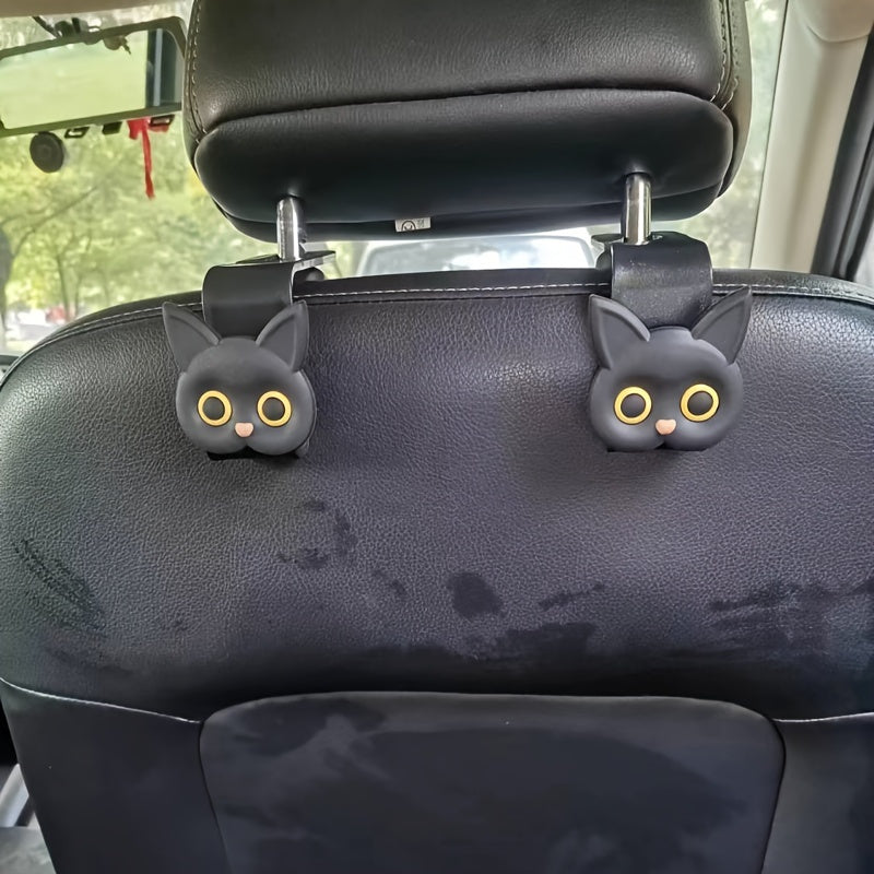Cute 3D Cartoon Cat Car Headrest Hook - Vehicle Organizer for Handbags, Purses & Coats