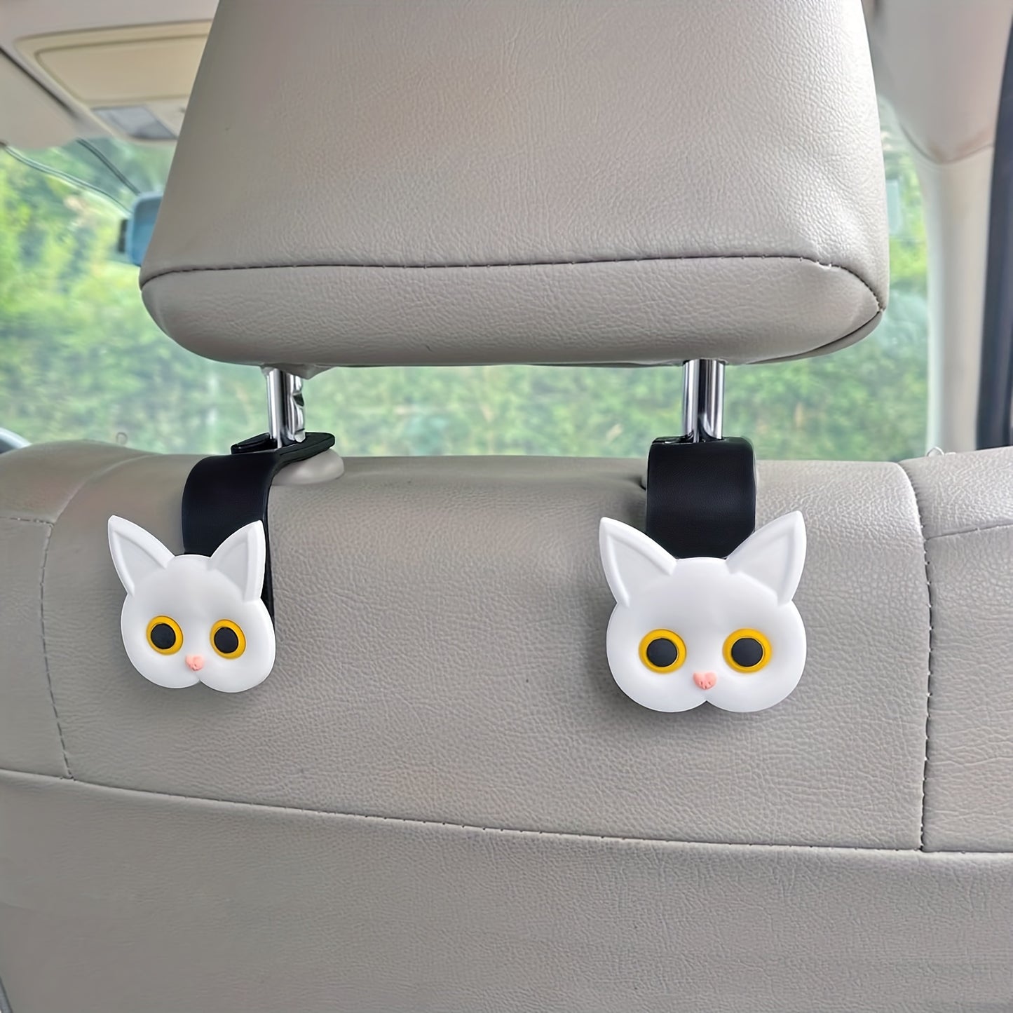 Cute 3D Cartoon Cat Car Headrest Hook - Vehicle Organizer for Handbags, Purses & Coats