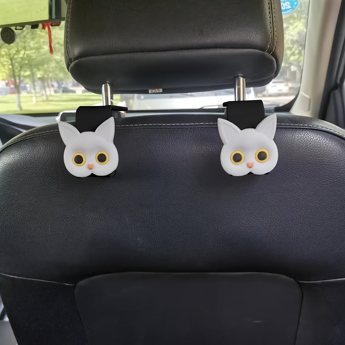 Cute 3D Cartoon Cat Car Headrest Hook - Vehicle Organizer for Handbags, Purses & Coats