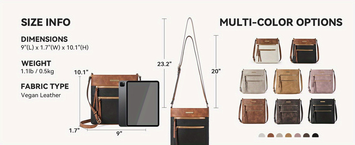 Crossbody Bags Purses for Women Stylish Soft Leather Shoulder Handbags with Long Adjustable Strap Zipper Pocket Medium