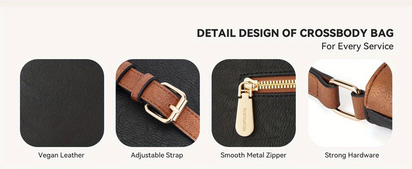 Crossbody Bags Purses for Women Stylish Soft Leather Shoulder Handbags with Long Adjustable Strap Zipper Pocket Medium