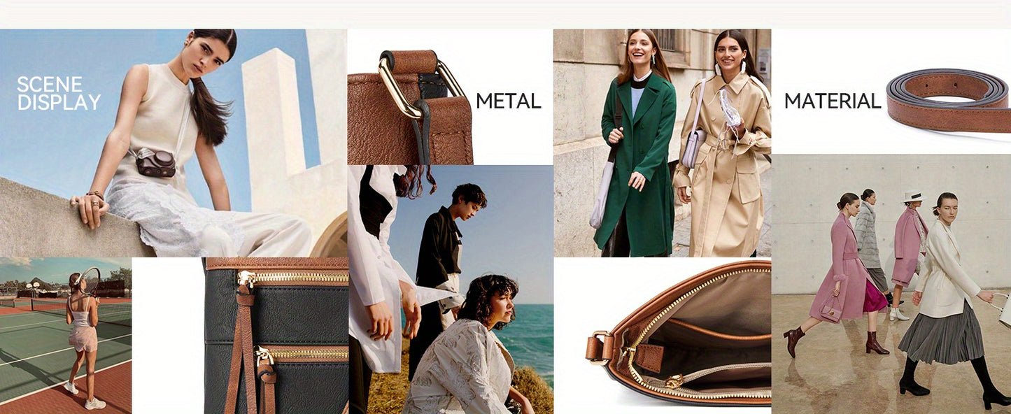 Crossbody Bags Purses for Women Stylish Soft Leather Shoulder Handbags with Long Adjustable Strap Zipper Pocket Medium