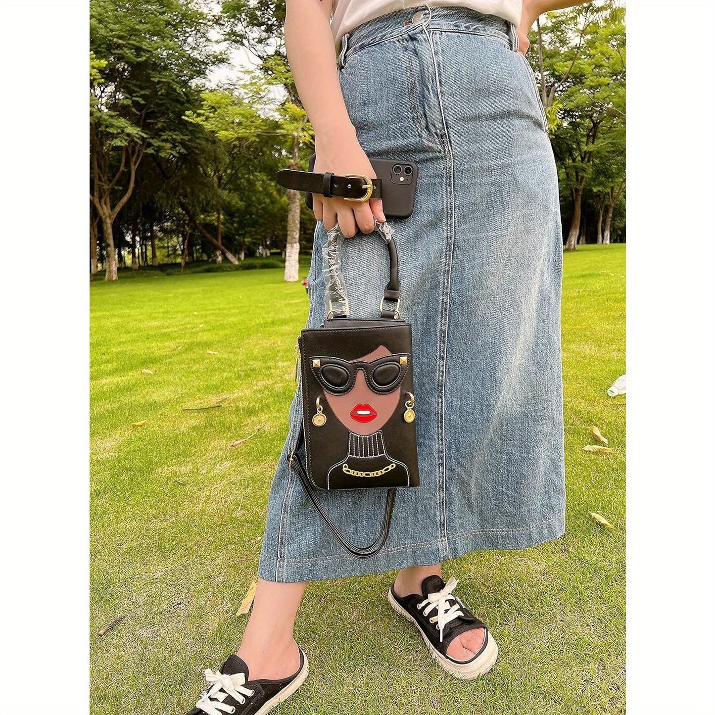 Novelty Unique Lady Face Top Handle Satchel Handbags for Women Funky Tote Purse Hobo Crossbody Shoulder bags