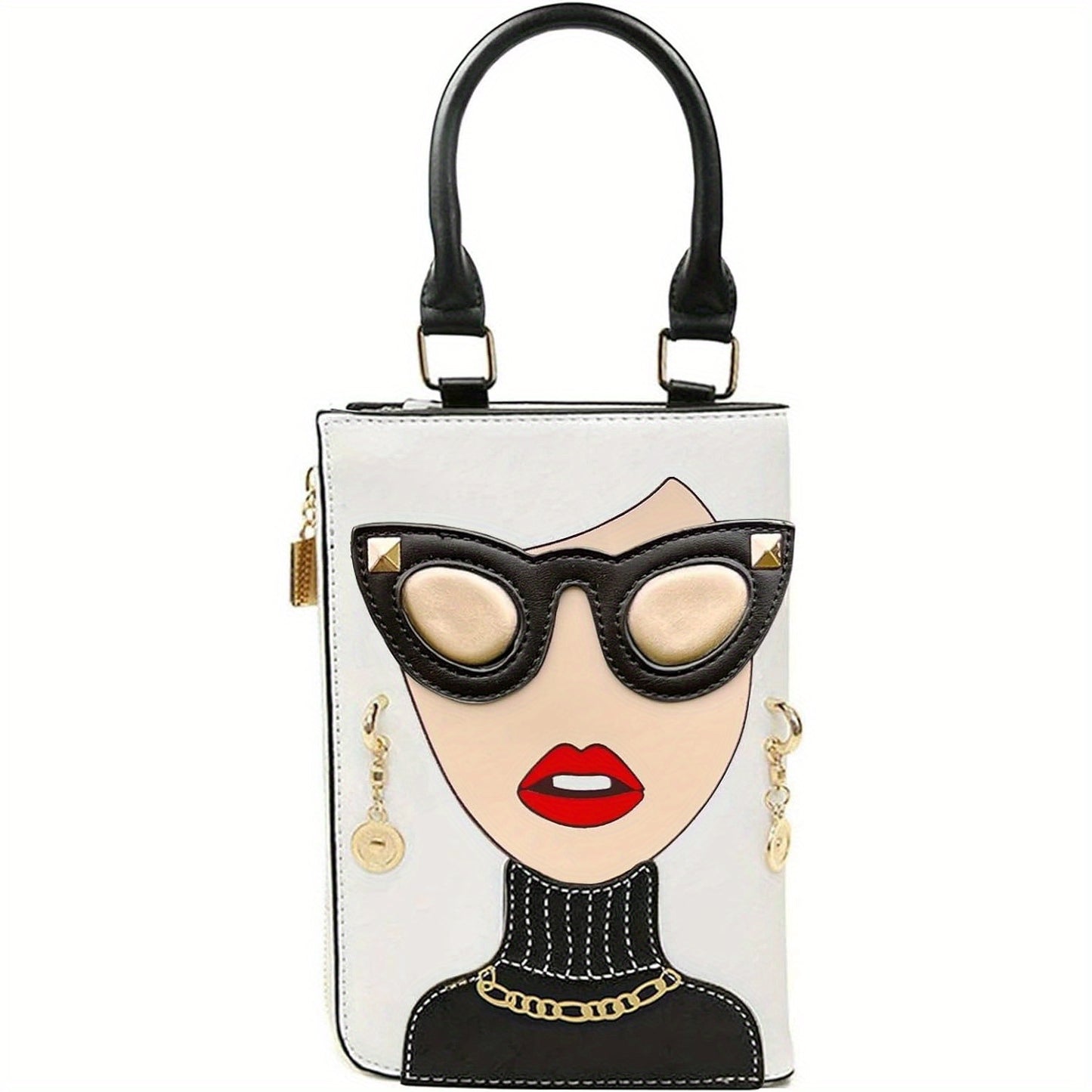 Novelty Unique Lady Face Top Handle Satchel Handbags for Women Funky Tote Purse Hobo Crossbody Shoulder bags