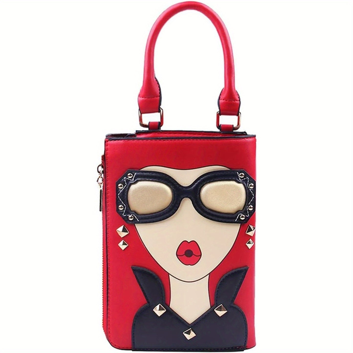Novelty Unique Lady Face Top Handle Satchel Handbags for Women Funky Tote Purse Hobo Crossbody Shoulder bags