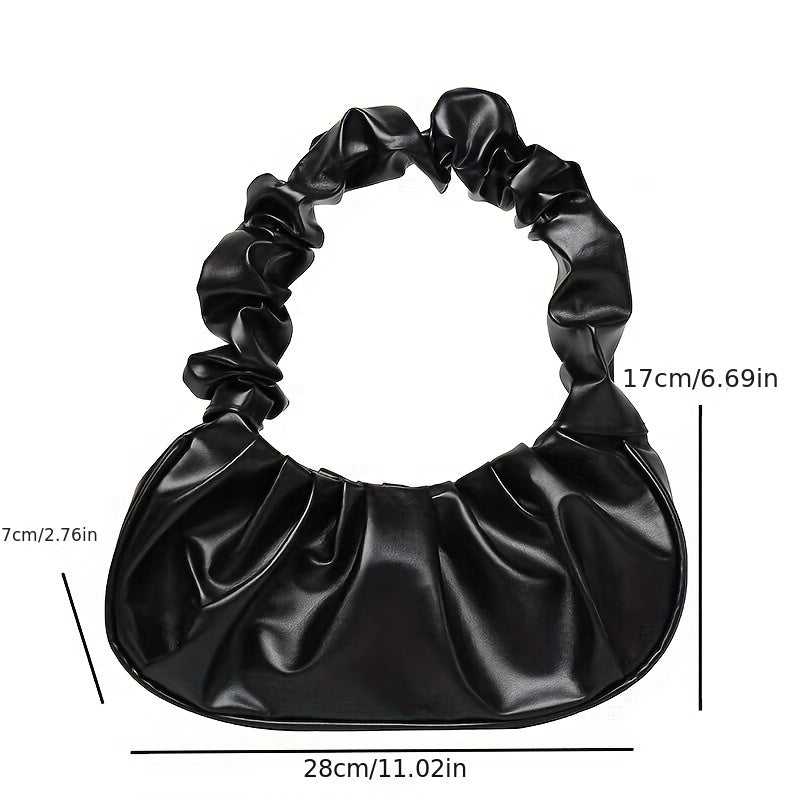 Cloud Ruched Hobo Bag, Trendy Handbags For Women, Solid Color Underarm Purses