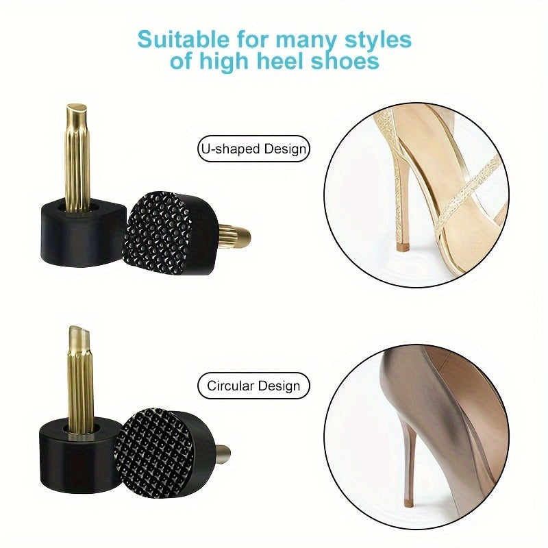 [Popular Choice] 15 Pairs Rubber Heel Caps for Women's Shoes, Anti-Slip Heel Protectors with Dowel Lifts, Wedding Heel Care Kit Accessories, Heel Protection Accessories|U-Shaped Heel Caps|Rubber Heel Tips